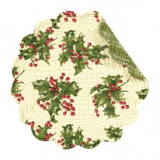 The Holiday Aisle Holly Reversible Round Quilt Placemat THDA4749